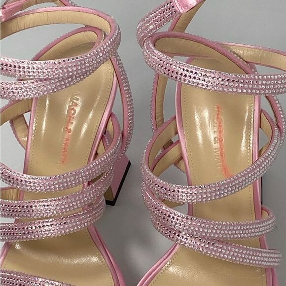 MACH & MACH Crystal-Embellished Satin Platform Sandals size 36 - Picture 9 of 12